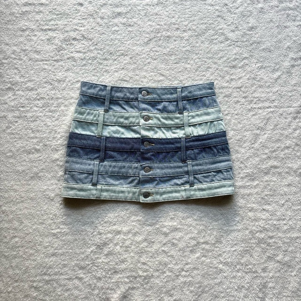 Striped Denim Mini Skirt